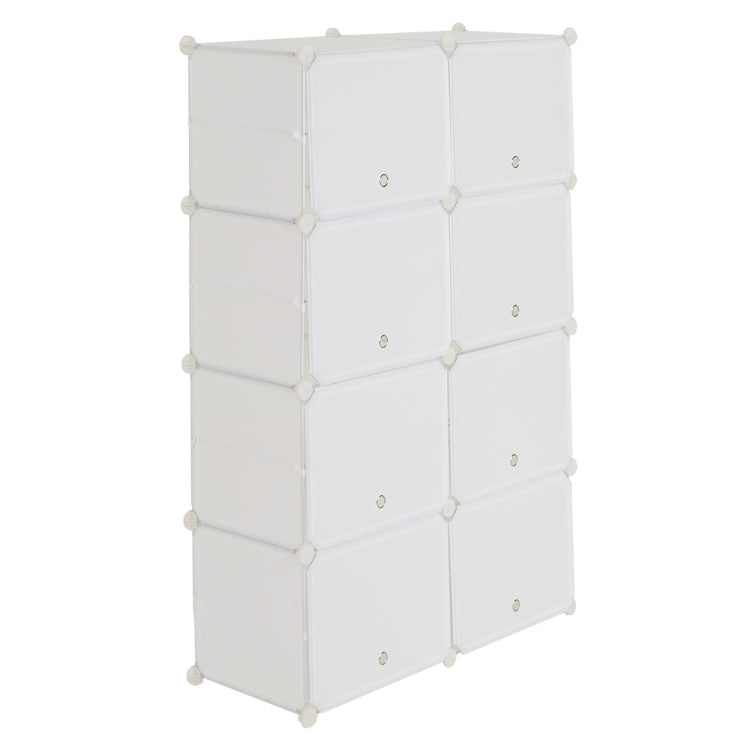 [US Warehouse] 2 Rows 7 Layers 14 Grids Free Assembly DIY Lattice Shoe Rack Organizer Storage Rack Tower Shelf Storage Cabinet Stand (White)