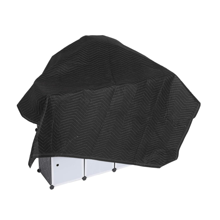 [US Warehouse] 12 PCS Non-woven Cotton Wavy Stripes Furniture Moving Blanket, Size: 183x203cm (Black)