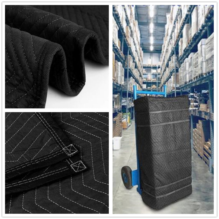 [US Warehouse] 12 PCS Non-woven Cotton Wavy Stripes Furniture Moving Blanket, Size: 183x203cm (Black)