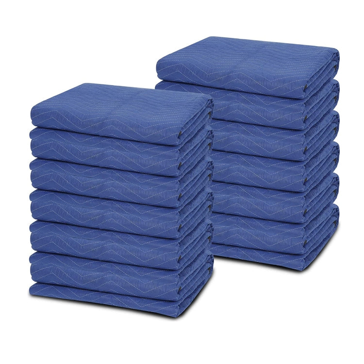 [US Warehouse] 12 PCS Non-woven Cotton Wavy Stripes Furniture Moving Blanket, Size: 183x203cm (Blue)