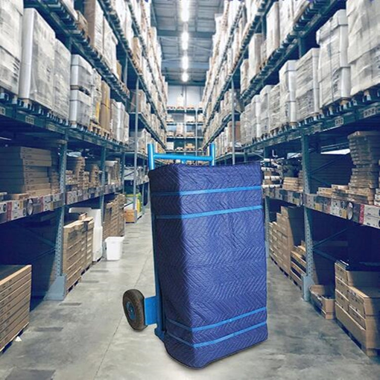 [US Warehouse] 12 PCS Non-woven Cotton Wavy Stripes Furniture Moving Blanket, Size: 183x203cm (Blue)
