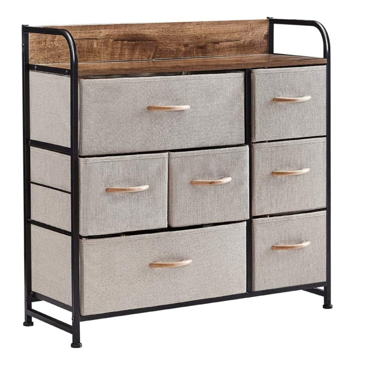[US Warehouse] Household 7 Drawers Dresser Organizer Storage Cabinet (Linen)