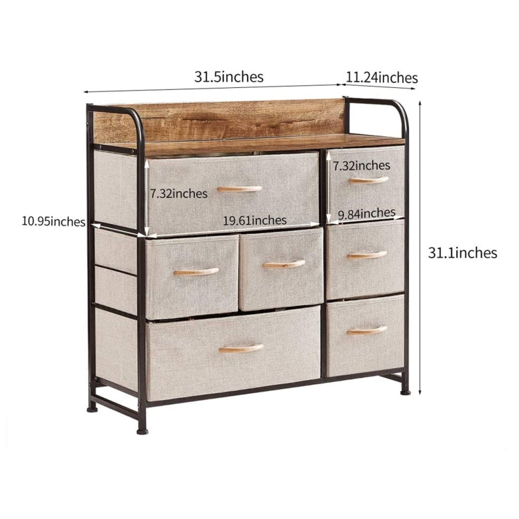 [US Warehouse] Household 7 Drawers Dresser Organizer Storage Cabinet (Linen)