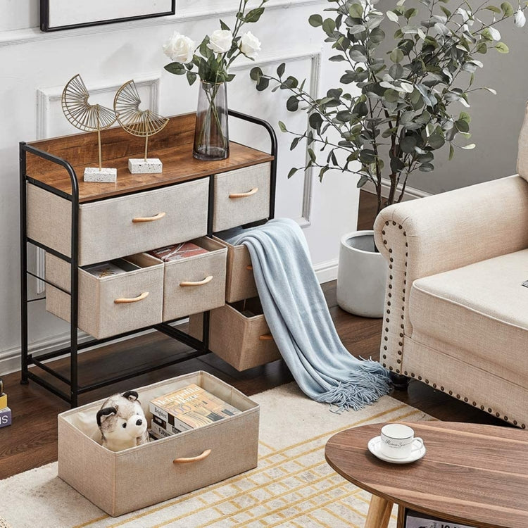 [US Warehouse] Household 7 Drawers Dresser Organizer Storage Cabinet (Linen)