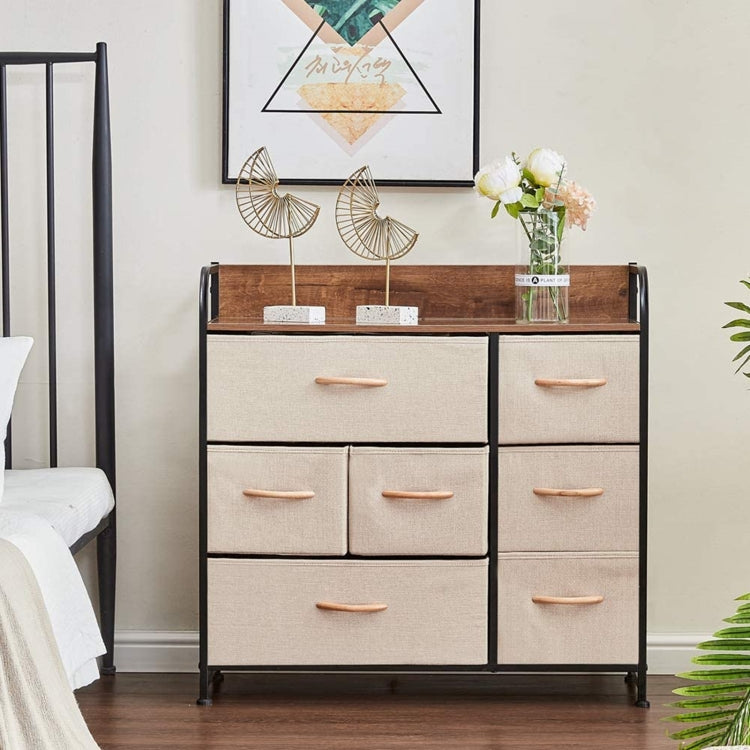 [US Warehouse] Household 7 Drawers Dresser Organizer Storage Cabinet (Linen)