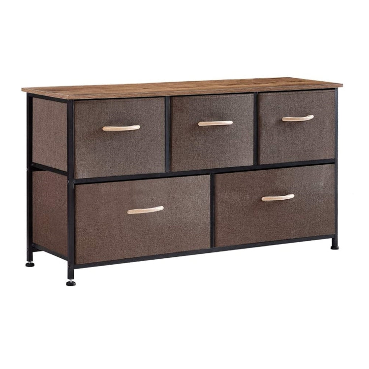 [US Warehouse] Household 5 Drawers Horizontal Dresser Organizer Storage Cabinet (Brown)