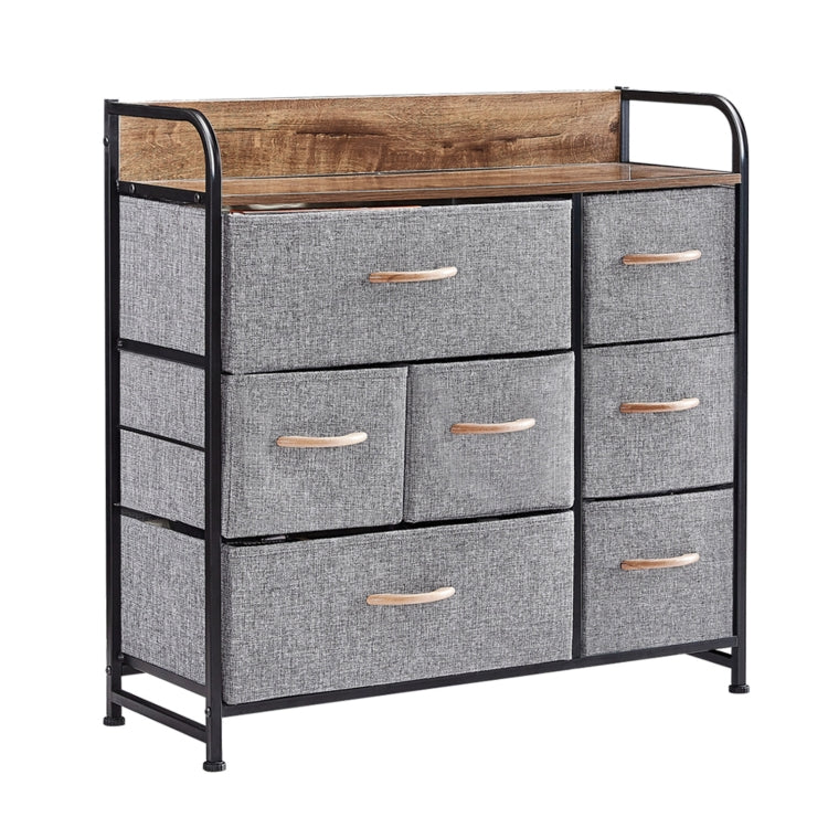 [US Warehouse] Household 7 Drawers Dresser Organizer Storage Cabinet (Grey)