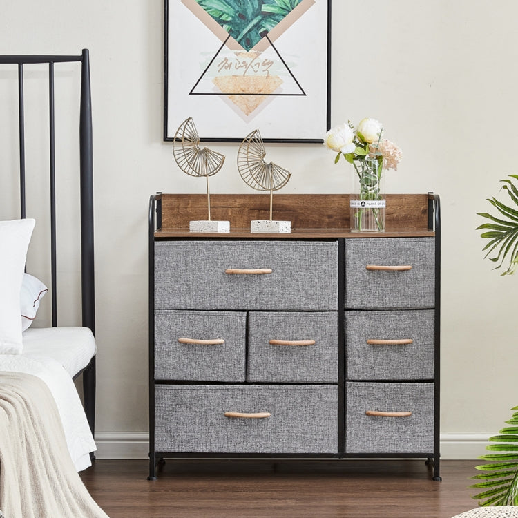 [US Warehouse] Household 7 Drawers Dresser Organizer Storage Cabinet (Grey)