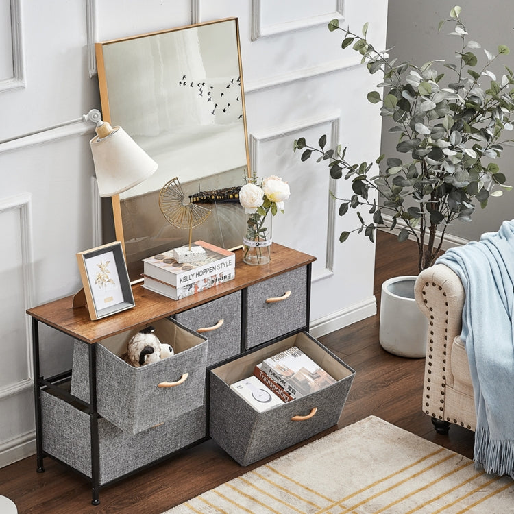 [US Warehouse] Household 5 Drawers Horizontal Dresser Organizer Storage Cabinet (Dark Grey)