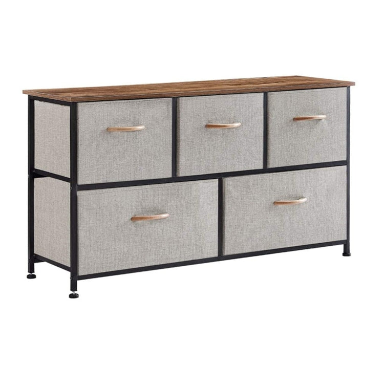 [US Warehouse] Household 5 Drawers Horizontal Dresser Organizer Storage Cabinet (Grey)