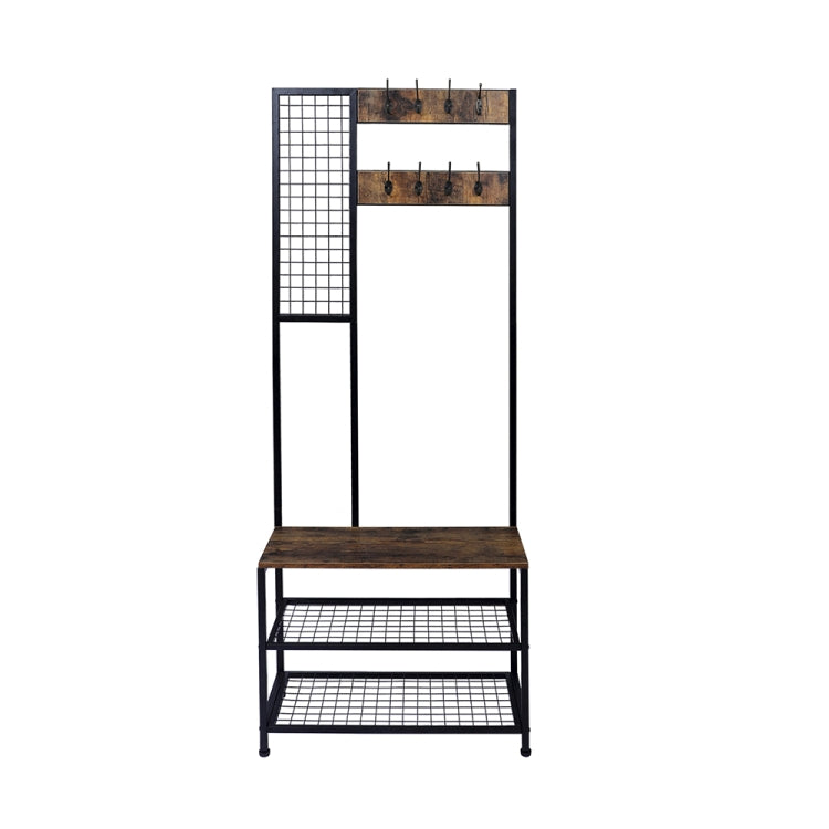 [US Warehouse] 3 in 1 Iron Coat Rack Storage Shelf Organizer with 2-layer Grid Shoe Rack, Size: 72x33.7x180cm