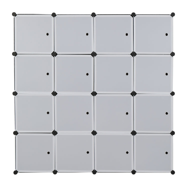 [US Warehouse] 4 Layers 16 Grids Free Assembly DIY Lattice Shoe Rack Organizer Storage Rack Tower Shelf Storage Cabinet Stand with 3 Clothes Rails, Deepened Version