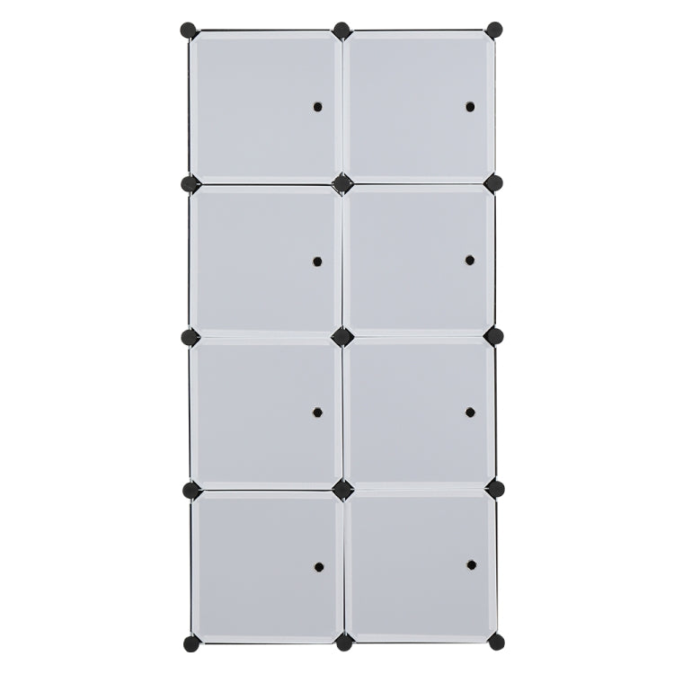 [US Warehouse] 4 Layers 8 Grids Free Assembly DIY Lattice Shoe Rack Organizer Storage Rack Tower Shelf Storage Cabinet Stand with 1 Clothes Rails, Deepened Version