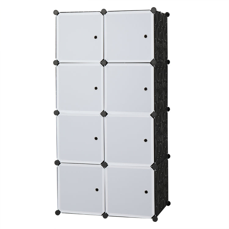 [US Warehouse] 4 Layers 8 Grids Free Assembly DIY Lattice Shoe Rack Organizer Storage Rack Tower Shelf Storage Cabinet Stand with 1 Clothes Rails, Deepened Version