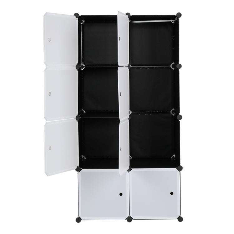 [US Warehouse] 4 Layers 8 Grids Free Assembly DIY Lattice Shoe Rack Organizer Storage Rack Tower Shelf Storage Cabinet Stand with 1 Clothes Rails, Deepened Version