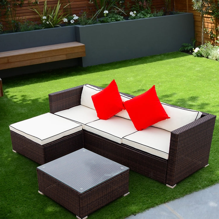 [US Warehouse] 3 PCS / Set Outdoor Patio Sectional Wicker Rattan Furniture Sofa Set