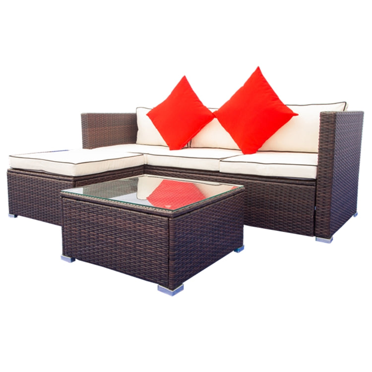 [US Warehouse] 3 PCS / Set Outdoor Patio Sectional Wicker Rattan Furniture Sofa Set