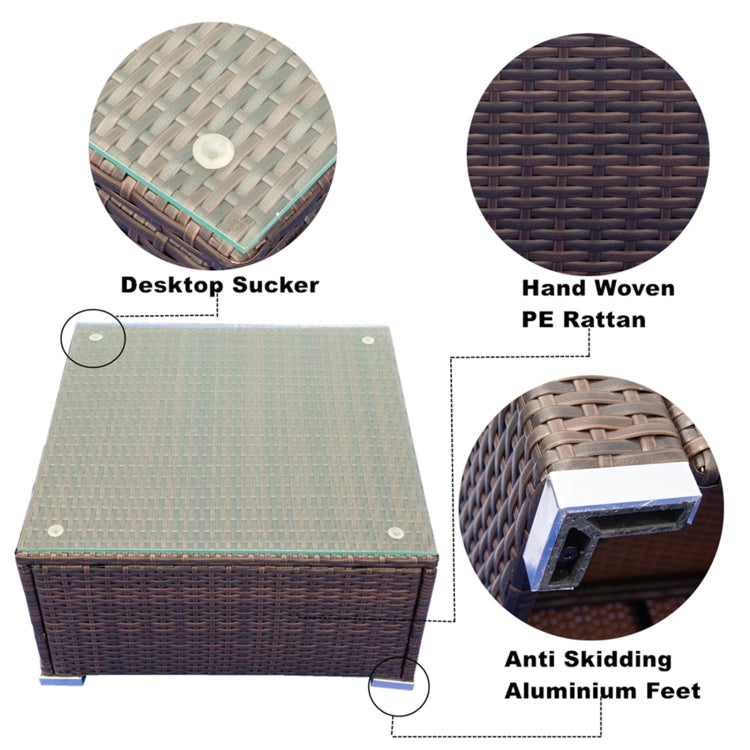 [US Warehouse] 3 PCS / Set Outdoor Patio Sectional Wicker Rattan Furniture Sofa Set
