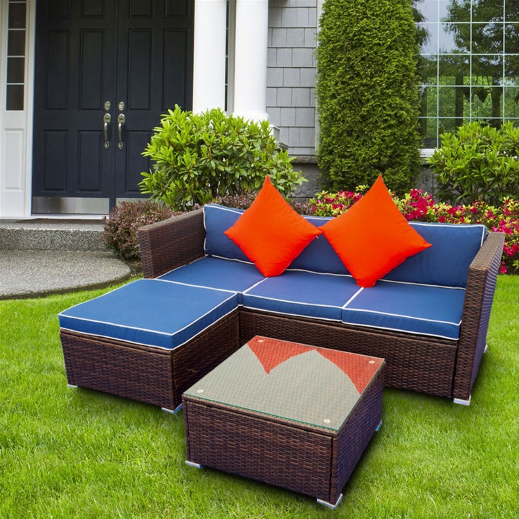 [US Warehouse] 3 PCS / Set Outdoor Patio Sectional Wicker Rattan Furniture Sofa Set