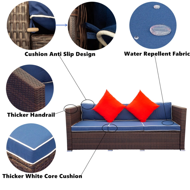 [US Warehouse] 3 PCS / Set Outdoor Patio Sectional Wicker Rattan Furniture Sofa Set