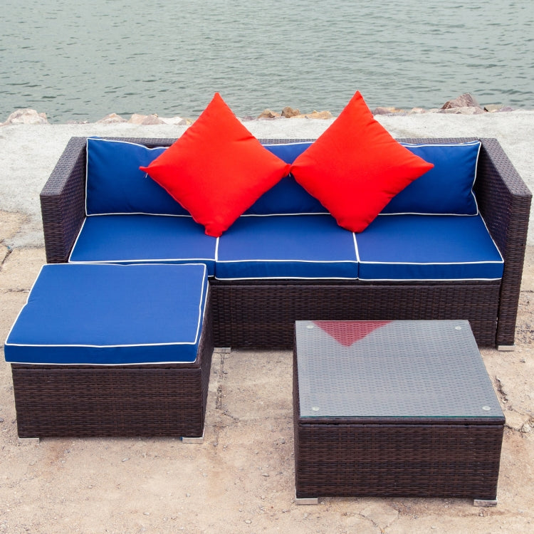 [US Warehouse] 3 PCS / Set Outdoor Patio Sectional Wicker Rattan Furniture Sofa Set