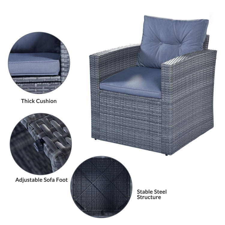 [US Warehouse] 6 PCS / Set Outdoor Patio Wicker PE Rattan Dining Conversation Sectional Furniture Set
