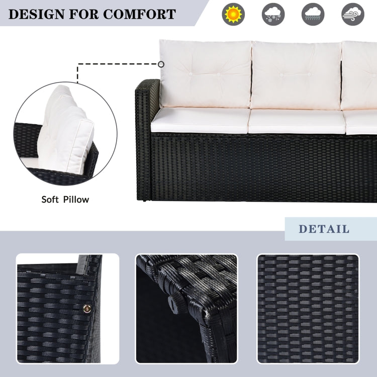 [US Warehouse] 6 PCS / Set Outdoor Patio Wicker PE Rattan Dining Conversation Sectional Furniture Set