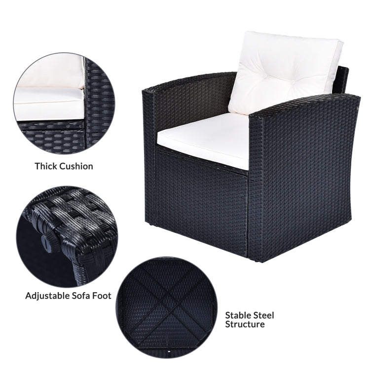 [US Warehouse] 6 PCS / Set Outdoor Patio Wicker PE Rattan Dining Conversation Sectional Furniture Set