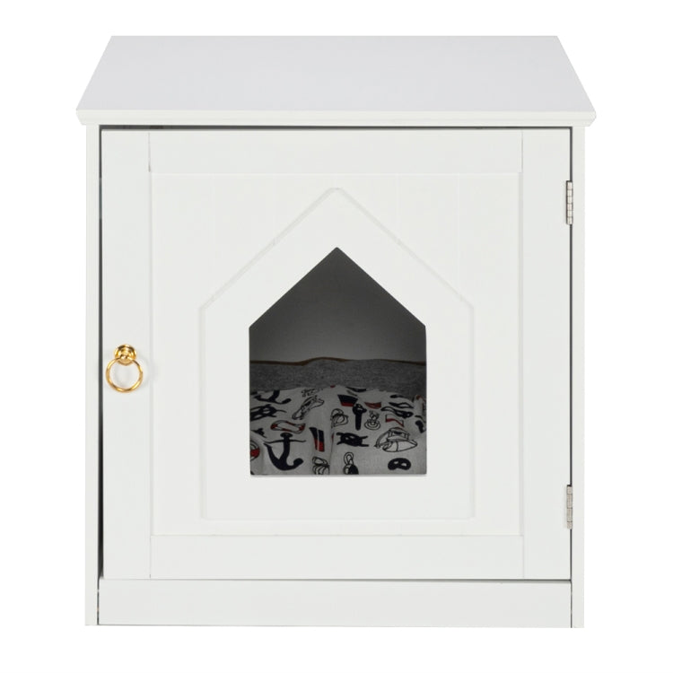 [US Warehouse] Single Door Pet House Nightstand Sand Basin Cabinet (White)