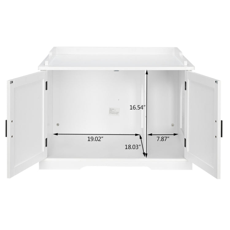 [US Warehouse] Double Door Pet House Nightstand Litter Box Sand Basin Cabinet (White)