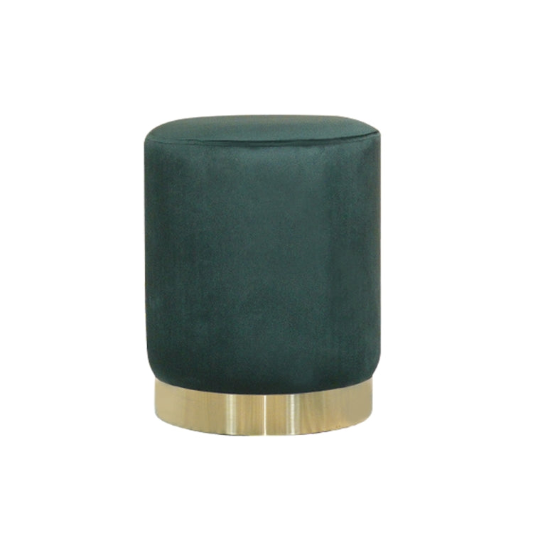 [US Warehouse] Round Velvet Footrest Modern Vanity Stool Storage Ottoman Seat with Golden Steel Base, Size: 35x35x45cm (Dark Green)