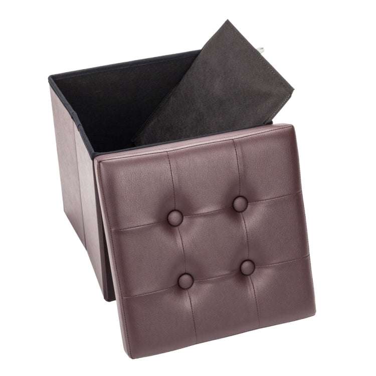 [US Warehouse] Practical PVC Leather Square Shape Stool Storage Ottoman Seat, Size: 38x38x38cm (Brown)