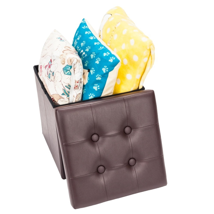 [US Warehouse] Practical PVC Leather Square Shape Stool Storage Ottoman Seat, Size: 38x38x38cm (Brown)