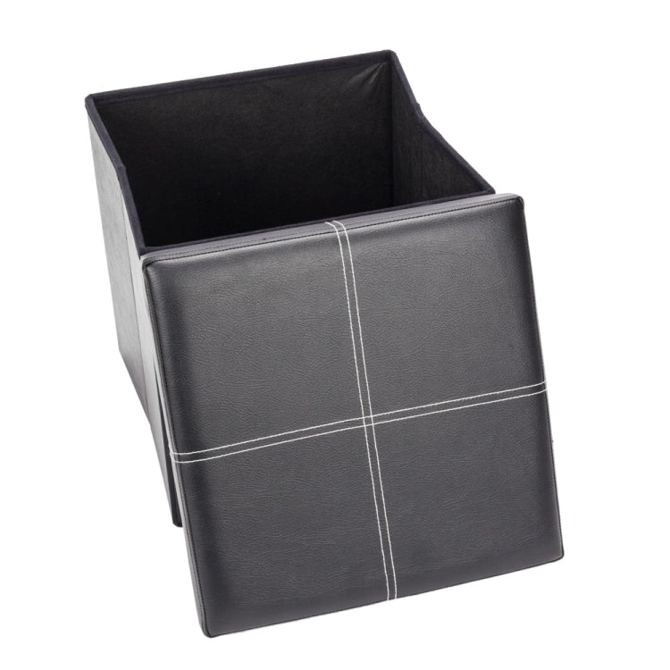 [US Warehouse] Practical PVC Leather Square Shape Line Surface Stool Storage Ottoman Seat, Size: 38x38x38cm (Black)