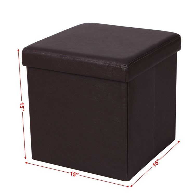 [US Warehouse] Practical PVC Leather Square Shape Glossy Surface Stool Storage Ottoman Seat, Size: 38x38x38cm (Brown)