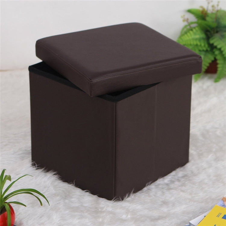 [US Warehouse] Practical PVC Leather Square Shape Glossy Surface Stool Storage Ottoman Seat, Size: 38x38x38cm (Brown)