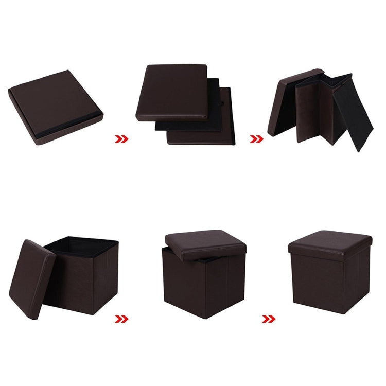 [US Warehouse] Practical PVC Leather Square Shape Glossy Surface Stool Storage Ottoman Seat, Size: 38x38x38cm (Brown)