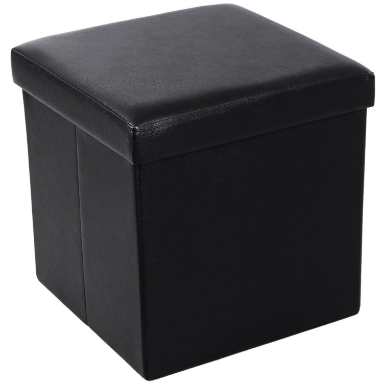 [US Warehouse] Practical PVC Leather Square Shape Glossy Surface Stool Storage Ottoman Seat, Size: 38x38x38cm (Black)