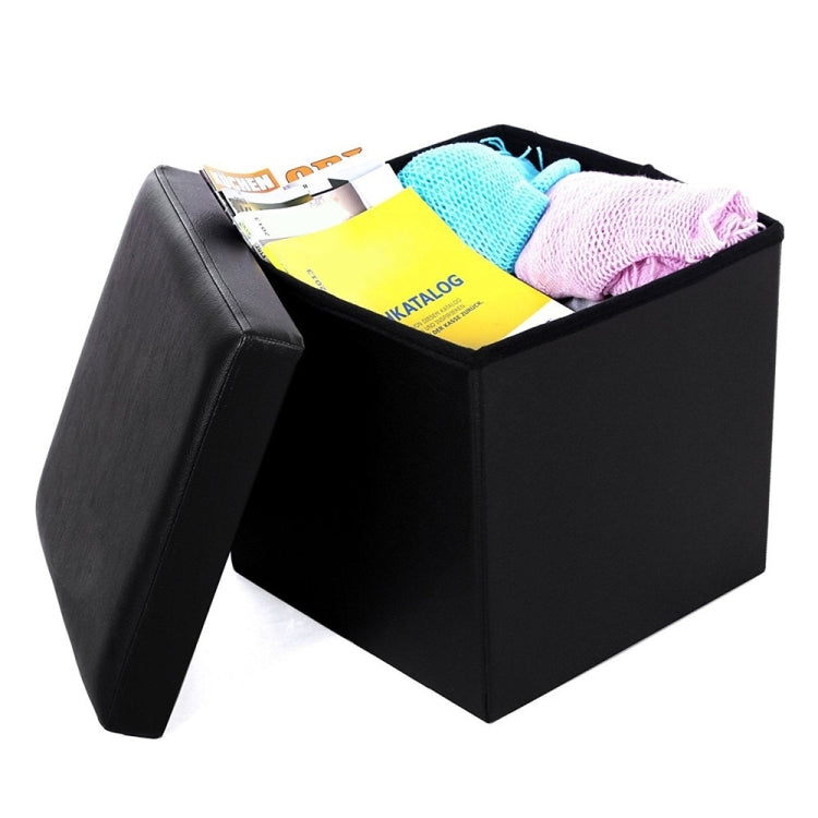 [US Warehouse] Practical PVC Leather Square Shape Glossy Surface Stool Storage Ottoman Seat, Size: 38x38x38cm (Black)