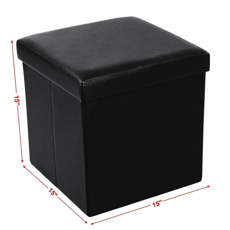 [US Warehouse] Practical PVC Leather Square Shape Glossy Surface Stool Storage Ottoman Seat, Size: 38x38x38cm (Black)