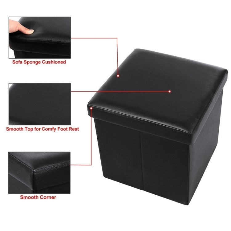 [US Warehouse] Practical PVC Leather Square Shape Glossy Surface Stool Storage Ottoman Seat, Size: 38x38x38cm (Black)