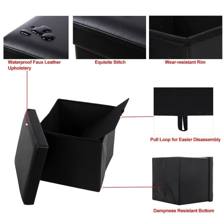 [US Warehouse] Practical PVC Leather Square Shape Glossy Surface Stool Storage Ottoman Seat, Size: 38x38x38cm (Black)