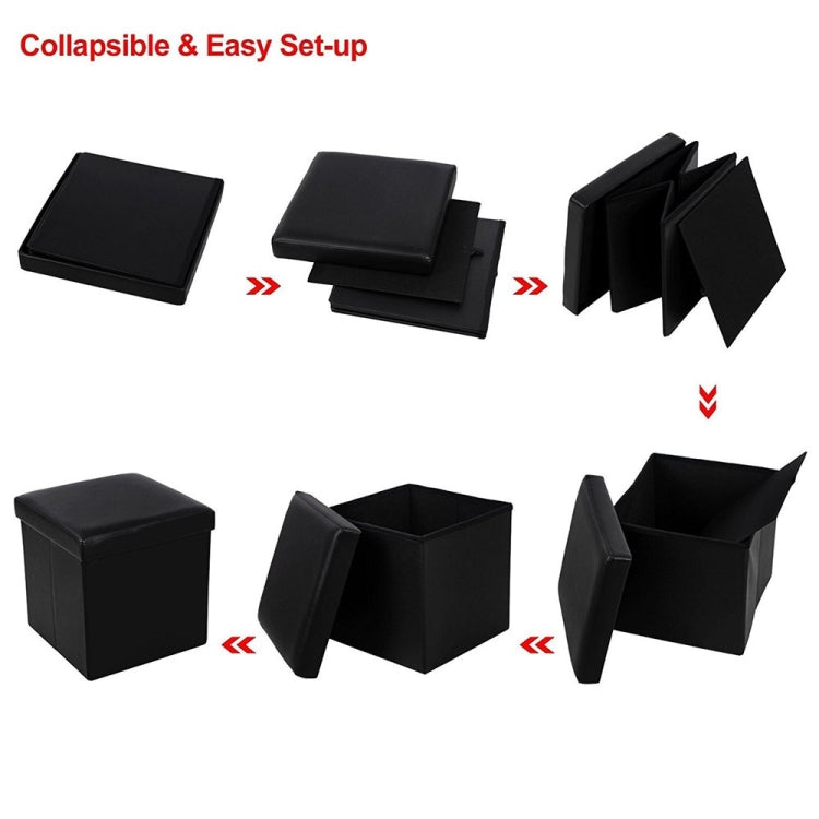 [US Warehouse] Practical PVC Leather Square Shape Glossy Surface Stool Storage Ottoman Seat, Size: 38x38x38cm (Black)