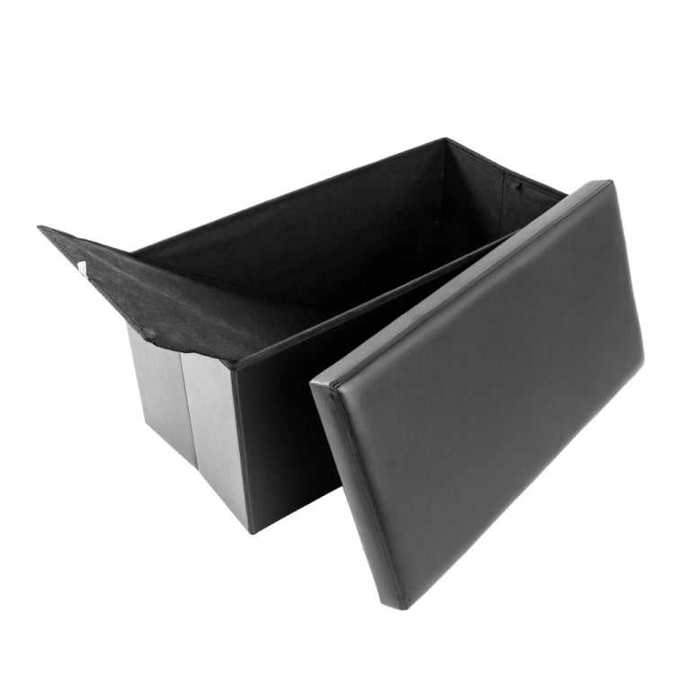 [US Warehouse] Practical PVC Leather Square Shape Glossy Surface Stool Storage Ottoman Seat, Size: 76x38x38cm (Black)