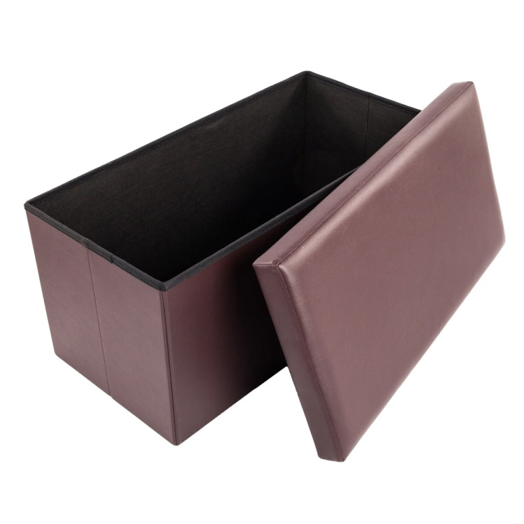 [US Warehouse] Practical PVC Leather Square Shape Glossy Surface Stool Storage Ottoman Seat, Size: 76x38x38cm (Brown)