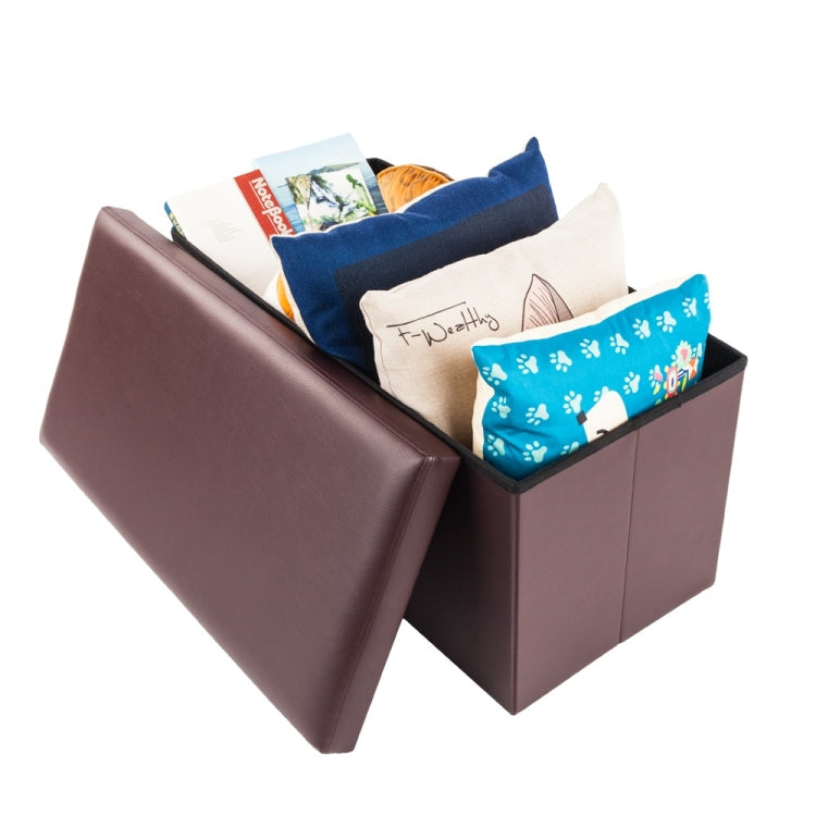 [US Warehouse] Practical PVC Leather Square Shape Glossy Surface Stool Storage Ottoman Seat, Size: 76x38x38cm (Brown)