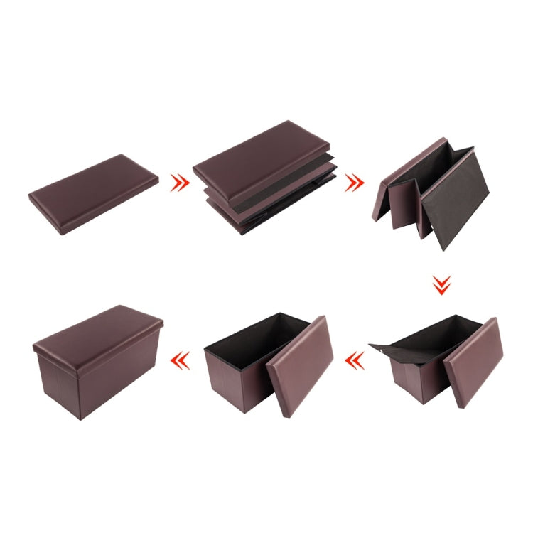 [US Warehouse] Practical PVC Leather Square Shape Glossy Surface Stool Storage Ottoman Seat, Size: 76x38x38cm (Brown)