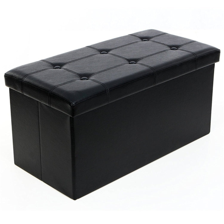 [US Warehouse] Practical PVC Leather Rectangle Shape Stool Storage Ottoman Seat with Leather Button, Size: 76x38x38cm (Black)