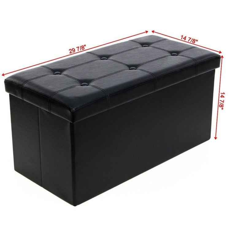 [US Warehouse] Practical PVC Leather Rectangle Shape Stool Storage Ottoman Seat with Leather Button, Size: 76x38x38cm (Black)