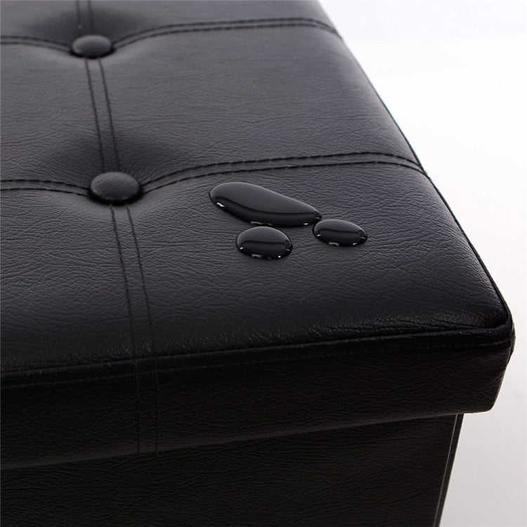 [US Warehouse] Practical PVC Leather Rectangle Shape Stool Storage Ottoman Seat with Leather Button, Size: 76x38x38cm (Black)